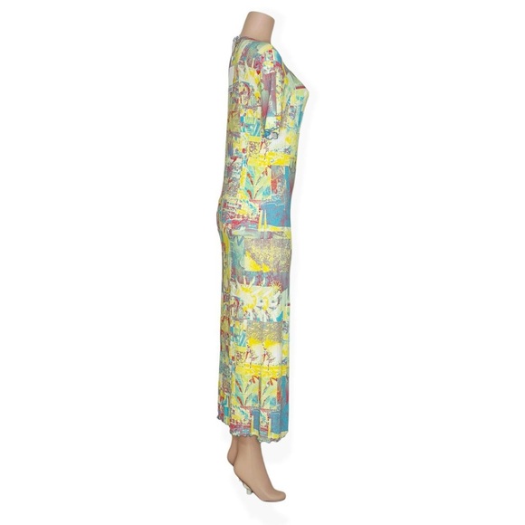 NWT GANNI Printed Rib Jersey Maxi Dress, Multi, FR42 - Picture 6 of 7